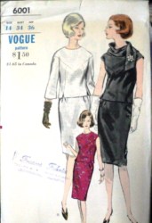 6001 VOG BACK BUTTON SLVS OR NOT 2 PIECE DRESS,SCARF PATTERN 14